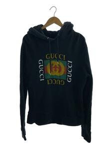 GUCCI◆18SS/ヴィンテージ加工オールドロゴプリントスウェットパーカー/S/BLK/454585-X5J57