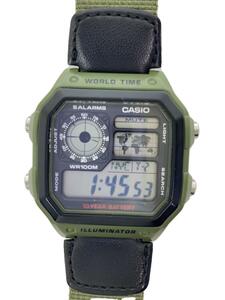 CASIO◆WORLDTIME ILLUMINATOR/クォーツ腕時計/デジタル/KHK/AE-1200WH