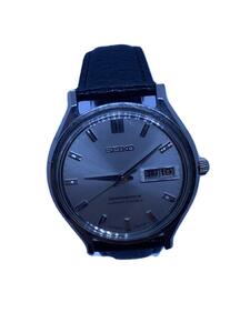 SEIKO◆SEIKOMATIC-R/自動巻腕時計/イルカ刻印/レザー/SLV/BLK/8346-8000//