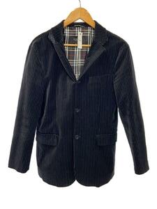 BURBERRY BLACK LABEL◆3B/裏地ノバチェック/テーラードジャケット/M/ベロア/BLK/ストライプ/BMP34-717-09