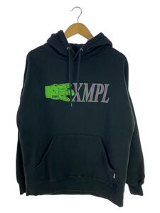 EXAMPLE◆SIGN LOGO HOODIE/スレ有/パーカー/L/コットン/BLK