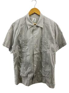 visvim◆18SS/SOCIAL CLUB SHIRT S/S/半袖シャツ/M/コットン/GRY/ストライプ