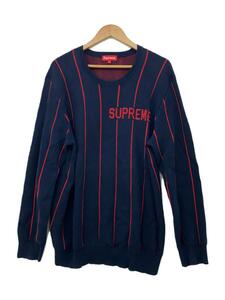 Supreme◆13AW Wide Pin Stripe Sweater/セーター(厚手)/XL/コットン/NVY/ストライプ