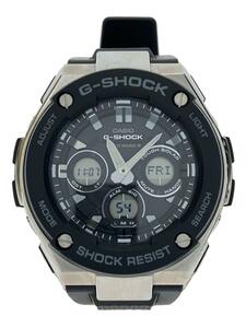 CASIO◆G-STEEL/ソーラー腕時計・G-SHOCK/デジアナ/ラバー/BLK/BLK//