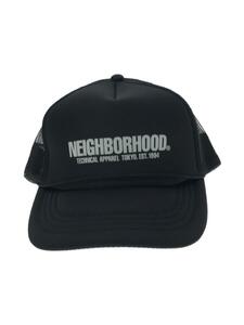 NEIGHBORHOOD◆LOGO PRINT MESH CAP/キャップ/FREE/ポリエステル/ブラック/プリント/メンズ//