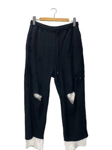 ANCELM/ANCELLM CRASH SWEAT LAYERED PANTS/ボトム/2/コットン/BLK