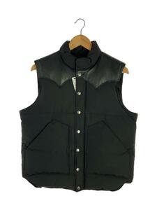 SUGAR CANE◆LEATHER YOKE DOWN VEST/ダウンベスト/M/コットン/BLK/無地/SC12340