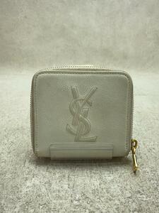 YVES SAINT LAURENT◆2つ折り財布/レザー/WHT/レディース