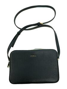 FURLA◆ショルダーバッグ/レザー/BLK/無地/スクエア型/ブラック