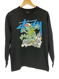 STUSSY◆長袖Tシャツ/S/コットン/BLK/ゴジラ/メキシコ製