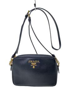 PRADA◆メッキ剥げ有/スレ有/ショルダーバッグ/-/BLK/サフィアーノレザーショルダーバッグ