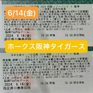 ホークス　vs 阪神タイガース　6/14(金)18:30〜