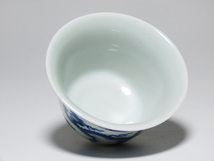 中国伝統工芸品陶器.染付の小ぶりの煎茶盃.無傷。_画像5