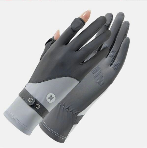 UVカットグローブ　 手袋　日焼け防止　日焼け対策　紫外線対策　レディース　グレー