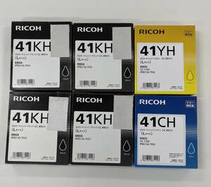 RICOH SG7100,7200用ジェルジェットインキLサイズ　41KHx4個,41YH,CH各1個合計6個