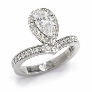  Chaumet D color /VS-1/EXCELLENT/0.55ct diamond josefi-n ring 7 number Pt950 pair Shape cut platinum used free shipping 