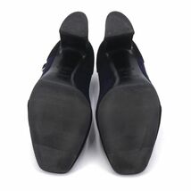 エルメス レディース パンプスヒール サイズ36 1/2 約23.5cm スウェードレザー ネイビー ブラック バックストラップ 靴 中古 送料無料_画像3