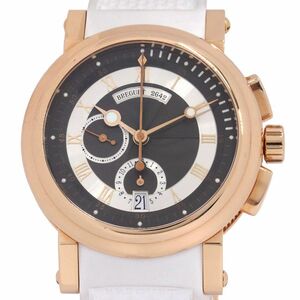 [3 year guarantee ] Breguet men's marine II chronograph 5827BR/Z2/5ZU K18RG gray face gyo-she Raver self-winding watch wristwatch used free shipping 