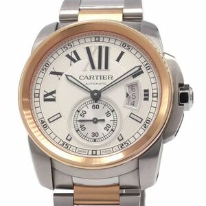 [3 year guarantee ] Cartier men's Carib rudu Cartier W7100036 K18PG pink gold stainless steel self-winding watch wristwatch wristwatch used free shipping 