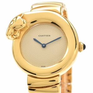 [3 year guarantee ] Cartier lady's bread tail 1925 watch W25045R4 K18YG Panther . silver silver face quarts wristwatch used free shipping 