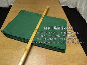 綿100 フライスニット 輪仕様 やや薄ソフト緑系12.6mTシャツ最終