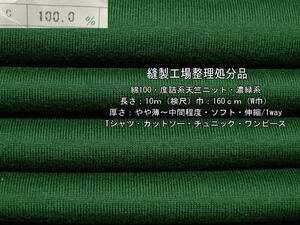 綿100 度詰系天竺ニット やや薄～中間 濃緑系8.5mTシャツ最終
