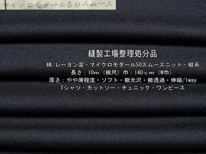 綿/レーヨン混 マイクロモダール50スムースニットやや薄 紺系10m