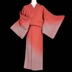単 単衣着物 ポリエステル着物 きもの カジュアル着物 リサイクル着物 kimono 中古 仕立て上がり 身丈154cm 裄丈65.5cm