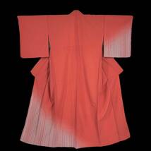 単 単衣着物 ポリエステル着物 きもの カジュアル着物 リサイクル着物 kimono 中古 仕立て上がり 身丈154cm 裄丈65.5cm_画像4