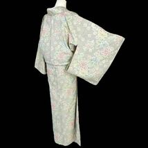 小紋 単衣着物 着物 パステルカラー 大島 きもの カジュアル着物 リサイクル着物 kimono 中古 仕立て上がり 身丈162.5cm 裄丈67cm_画像3