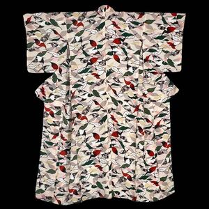 夏着物 小紋 単衣 着物 きもの カジュアル着物 リサイクル着物 kimono 中古 仕立て上がり 身丈156.5cm 裄丈65.5cm