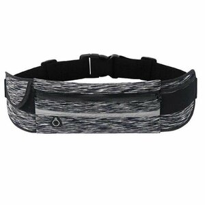 [vaps_2] running pouch { stripe black } high capacity storage fluorescence reflection flexible belt waterproof earphone hole bag belt bag including postage 