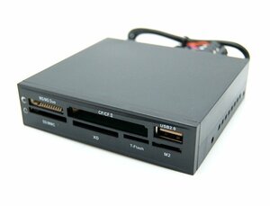 【vaps_3】3.5インチベイ対応 内蔵型カードリーダー 《ブラック》 USB2.0 MS CFカード SD MMC XD T-Flash M2 送込