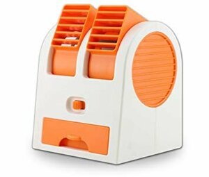 【vaps_2】小型 ダブルクーラーファン《オレンジ》冷却ファン USB式 卓上クーラー 給電式 携帯 扇風機 冷風機 送込