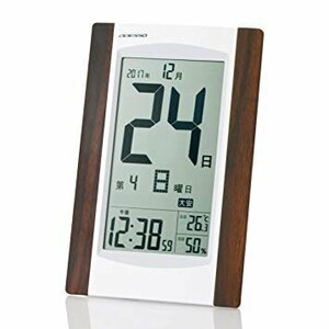 【VAPS_1】アデッソ 壁掛け時計 デジタル日めくり 電波時計 置き掛け兼用 ホワイト 電池式 アラーム カレンダー KW9256 送込