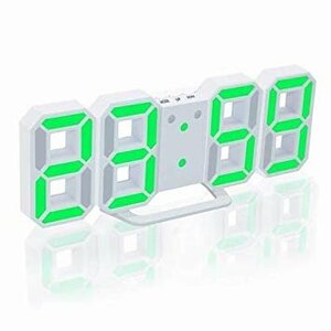 【vaps_3】電子LED デジタル目覚まし時計 《ホワイト本体+グリーンLED》 おしゃれ シンプル 置き時計 置時計 送込