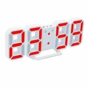 【vaps_4】電子LED デジタル目覚まし時計 《ホワイト本体+レッドLED》 おしゃれ シンプル 置き時計 置時計 送込