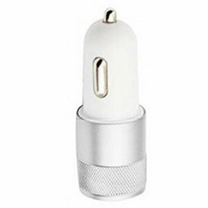 [vaps_5]2 pcs same time charge 2 port USB car charger { white silver } 12V car exclusive use cigar socket cigarette USB charger smartphone including postage 