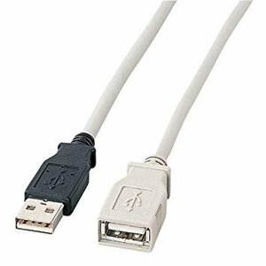【VAPS_1】[中古品]サンワサプライ USB延長ケーブル 0.5m KU-EN05 ライトグレー USB2.0対応 PC99規格対応 送込