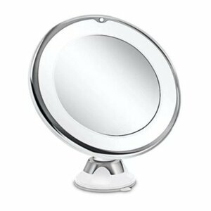 【VAPS_1】LEDライト機能 10倍拡大鏡 LED化粧鏡 浴室鏡 ミラー 女優鏡 卓上鏡 吸盤ロック付き 壁掛け メイク 電池式 送込