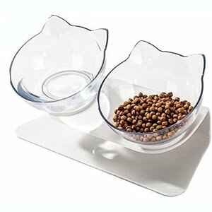 [vaps_6] pet bowl { clear } cat dog hood bowl pet food water .. double 2 pcs plate tableware food bowls including postage 