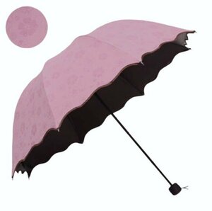 【vaps_2】濡れると花びらが浮き出る 晴雨兼用 折りたたみ傘 雨傘 《ピンク》 UVカット 遮光 軽量 可愛い お洒落 送込