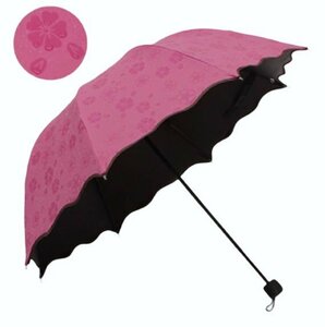 【vaps_2】濡れると花びらが浮き出る 晴雨兼用 折りたたみ傘 雨傘 《ローズ》 UVカット 遮光 軽量 可愛い お洒落 送込
