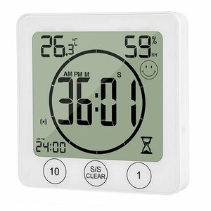 【vaps_7】防水 デジタル 温湿度計 時計 タイマー 温度計 湿度計 湿温計 デジタル 置き時計 浴室 送込