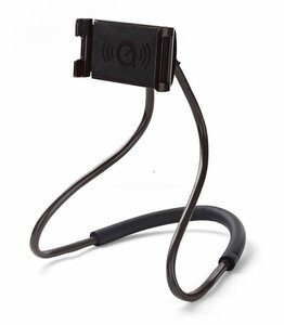 リタプロショップR 首掛け式 携帯スタンド スマホスタンド タブレットスタンド 車載 卓上 アーム スマホホルダー iPhone iPad (ブラック