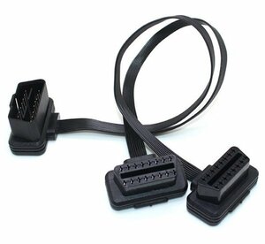 【vaps_5】OBD2 16PIN 2分岐フラットケーブル 車両診断 16ピン 送込