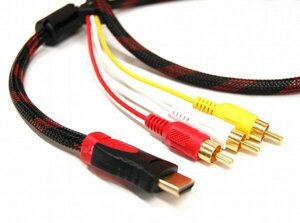 【vaps_3】HDMI A/M TO RCA3 単方向 変換ケーブル(デジアナ変換なし) 《1.5m》 BKRD HDMIオス-3RCA(赤白黄) 金メッキ 送込