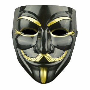 【VAPS_1】V for Vendetta ガイフォークス アノニマス 仮面マスク アイラインver 《ブラック》 仮装 コスプレ 送込