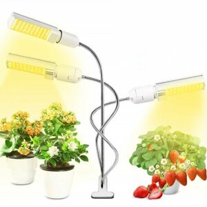 【vaps_5】植物育成ライト 132LEDランプ USB クリップ式 3ヘッド 68W 電球 5段階調光 360°調節 3スイッチモード 観葉植物 室内栽培 送込