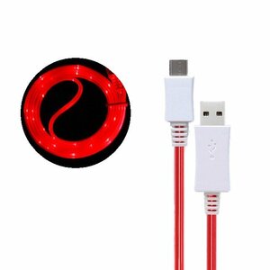 【vaps_4】光る Micro USBケーブル 《レッド》 発光 USB Aオス-MicroUSBオス 送込